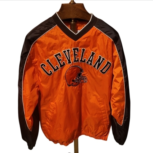 NFL Other - Vintage Cleveland Browns NFL Windbreaker Brown & Orange Pullover Medium